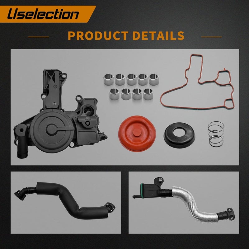 Uselection 06H103495AB PCV Valve Engine Crankcase Vent Oil Separator Breather Hose 3-Piece Compatible for Audi A3 A4 A5 Q5 TT VW Beetle CC Jetta Passat Tiguan 1.8 2.0TSI 06H103495A 06H103495AH 06H103495AC - Image 2